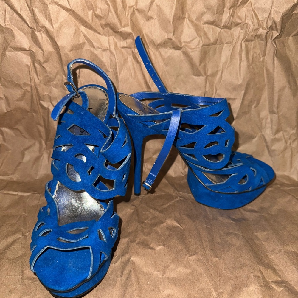 bebe Royal Blue Cutout Heels